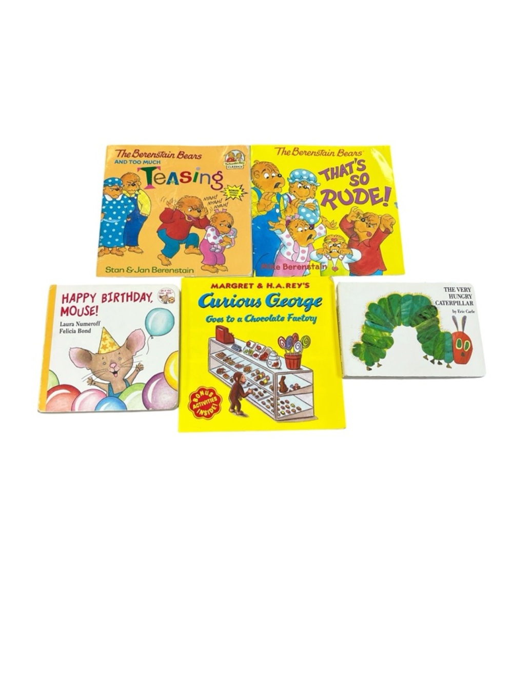 Lot of 5 Kids Children Books The Berenstain Bears Curious George Y2K Classic Mix